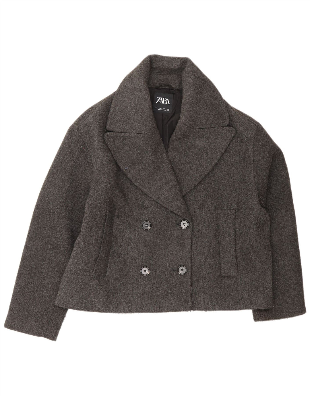 Zara Veste blazer surdimensionnée à double boutonnage pour femme UK 10 Petit Gris