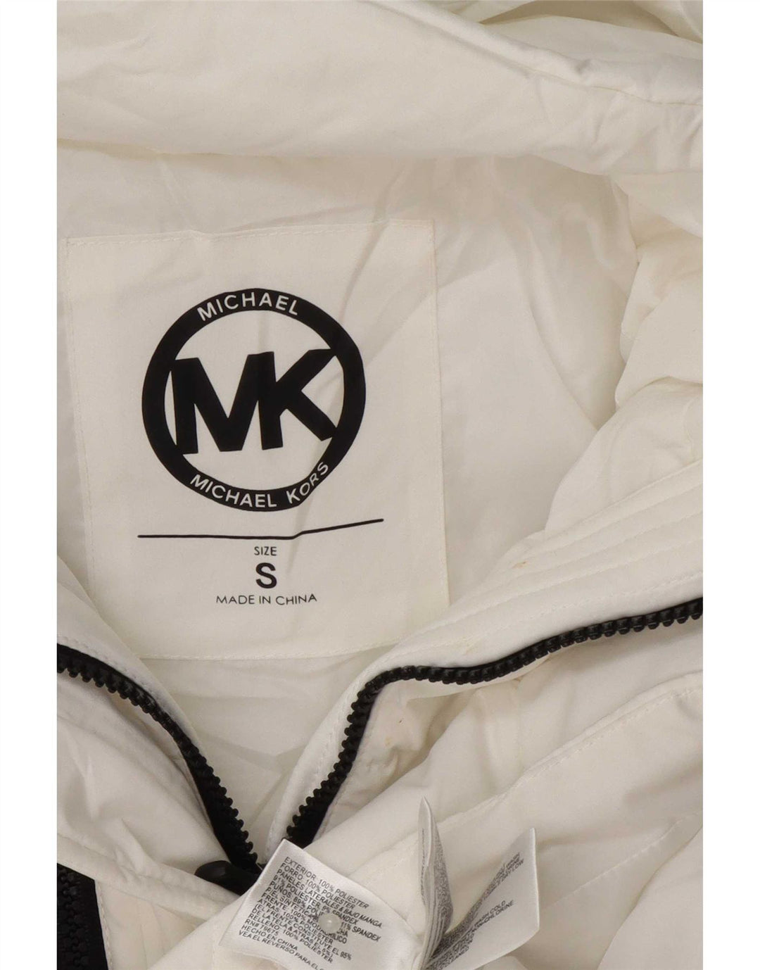 Michael Kors Veste matelassée à capuche pour femme UK 10 Small Blanc Polyester