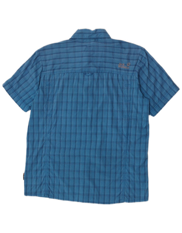 Jack Wolfskin Chemise à manches courtes pour homme UK 40/42 Grand carreaux bleus en polyamide