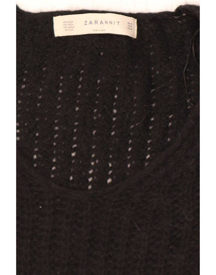 Zara Pull col V pour femme UK 14 Acrylique noir moyen