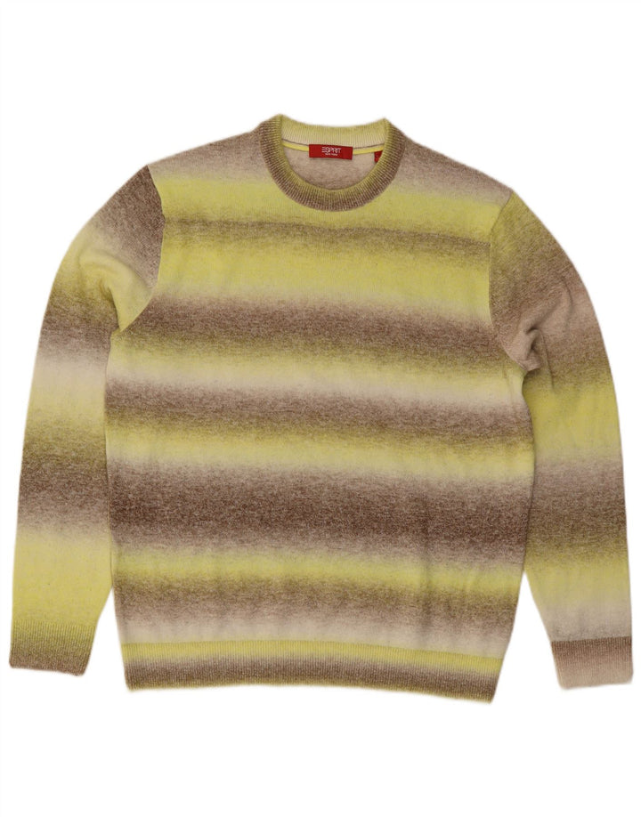 Esprit Pull à col rond pour homme en coton rayé jaune grand