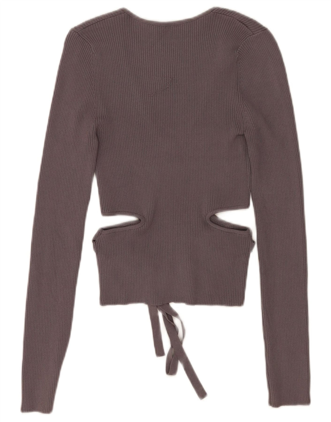 Zara Femme Découpé Crop Top UK 10 Petit Gris Viscose