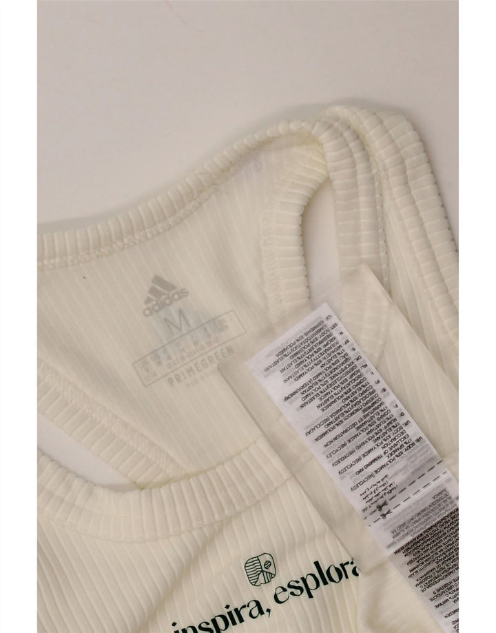 ADIDAS Débardeur court Aeroready pour femme UK 12/14 Polyamide blanc moyen