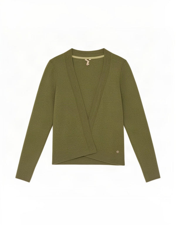 White Stuff Womens Crop Open Cardigan Sweater UK 12 Medium Green Viscose