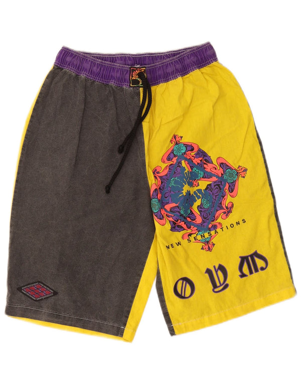 Santo Stefano Short de sport graphique pour homme IT 46 Small Jaune Colourblock