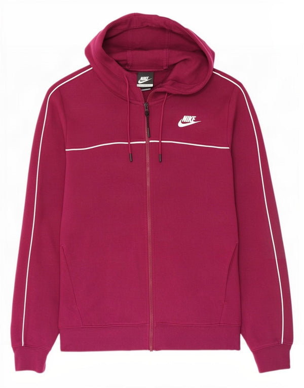 Nike Pull à capuche zippé pour femme UK 14 Coton marron moyen