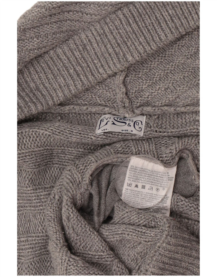 Levi's Pull Longline Open Cardigan Femme UK 14 Gris Moyen Coton