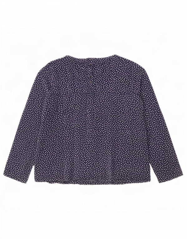 Fat Face Haut à motif abstrait à manches longues pour femme UK 16 Large Bleu marine