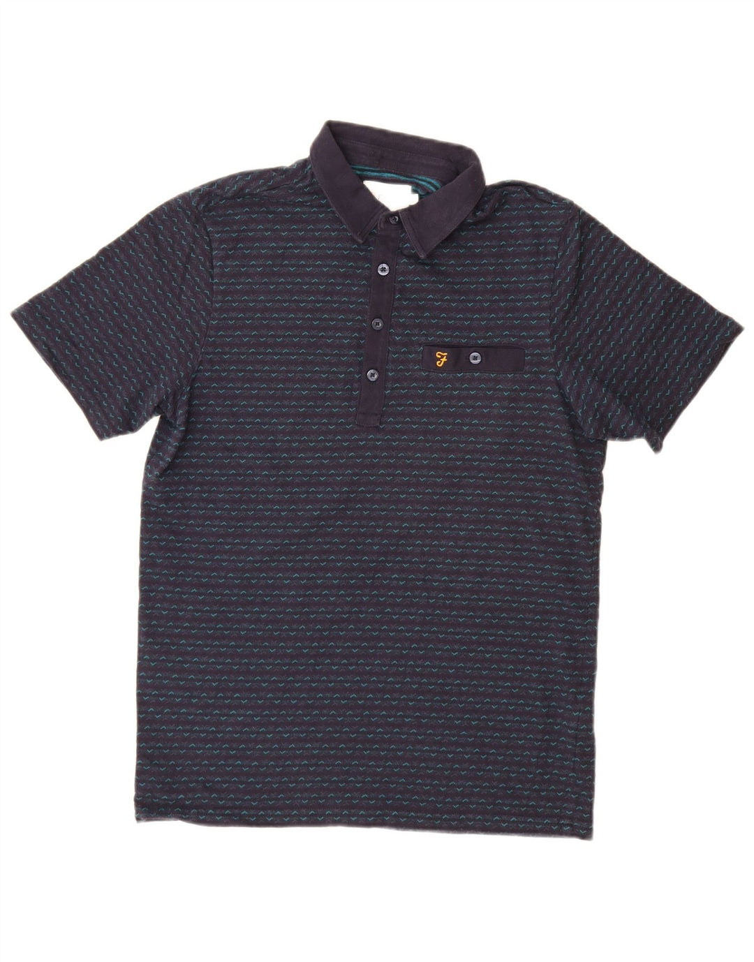 FARAH Polo Homme Bleu Marine Moyen Coton Géométrique