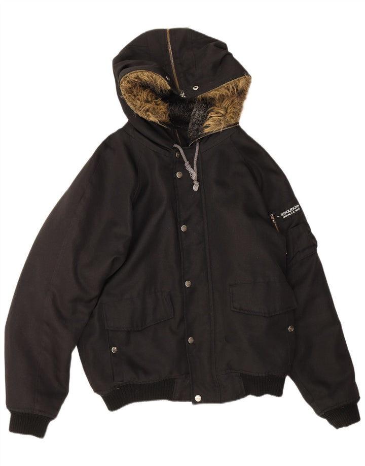 Woolrich Veste Bomber À Capuche Homme IT 46 Petit Nylon Noir