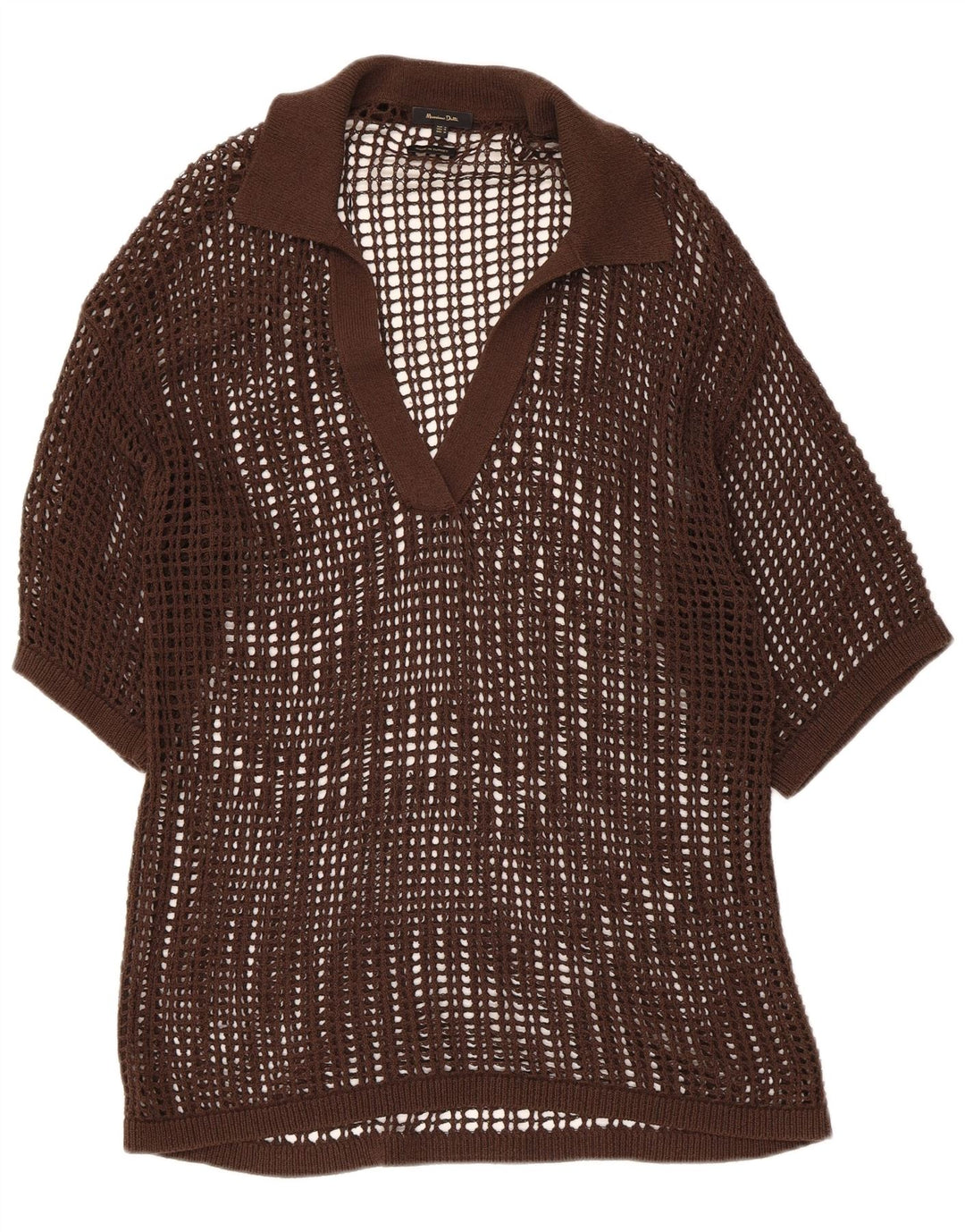 Massimo Dutti Chemisier transparent au crochet pour femme UK 14 Marron moyen