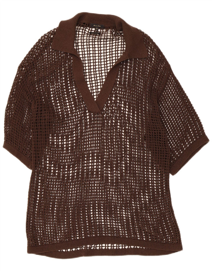 Massimo Dutti Chemisier transparent au crochet pour femme UK 14 Marron moyen