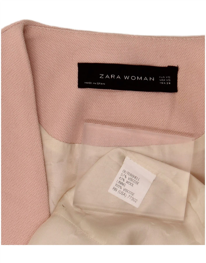 Zara Veste Blazer Ouverte Femme UK 6 XS Rose Viscose