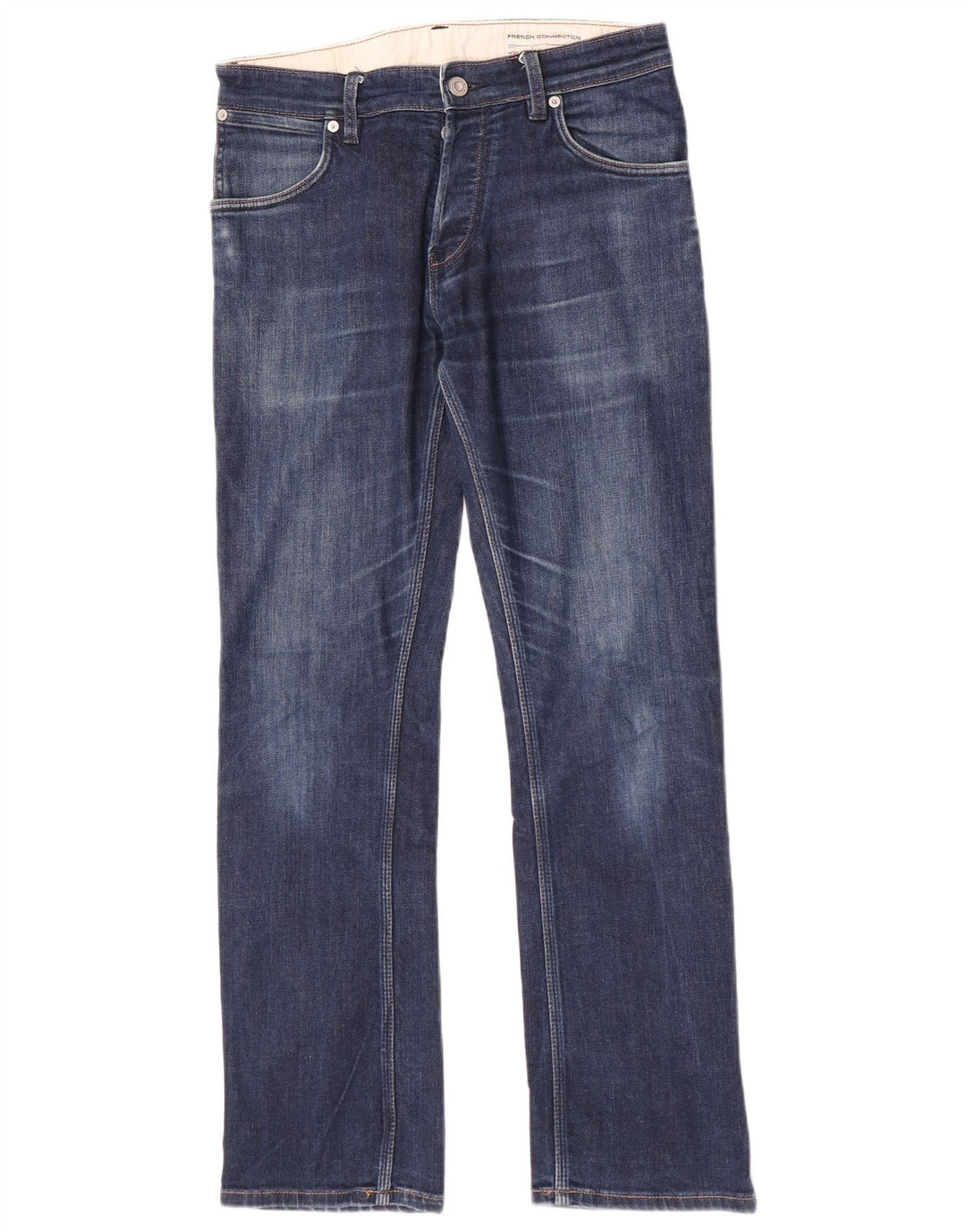 French Connection Jean Droit Regular Homme W30 L32 Bleu Marine Coton