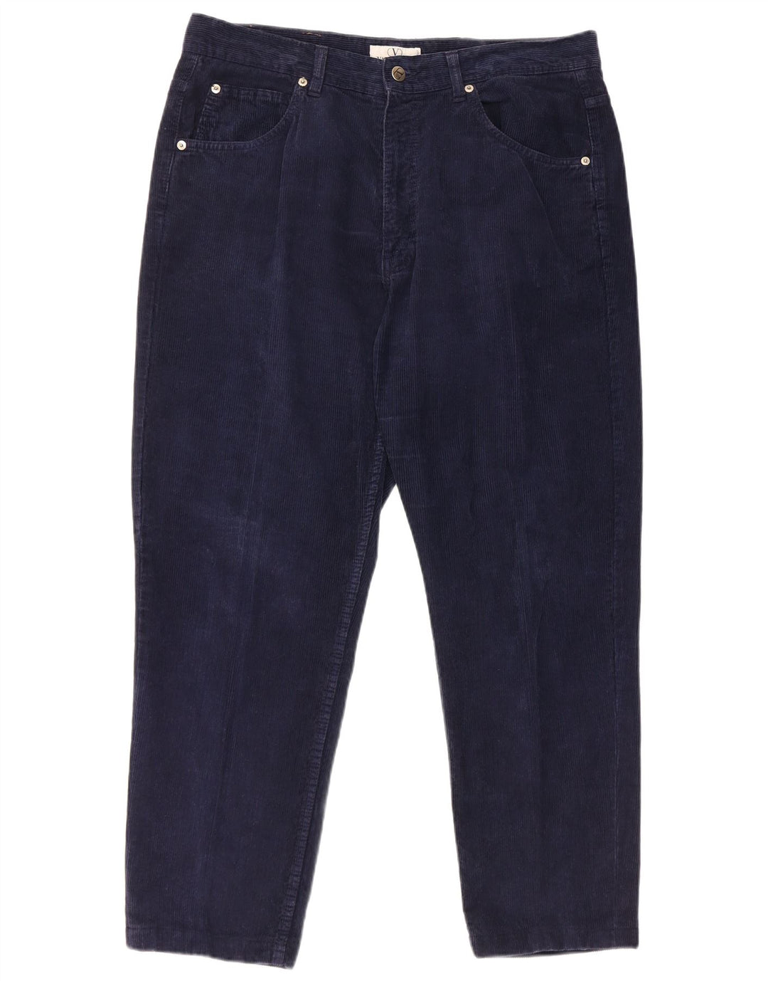 VALENTINO Pantalon Droit Velours Côtelé W40 L28 Bleu Marine Coton Homme