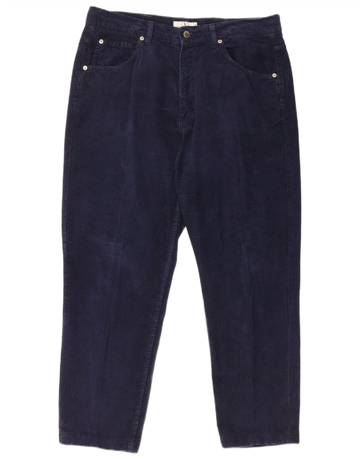 VALENTINO Pantalon Droit Velours Côtelé W40 L28 Bleu Marine Coton Homme