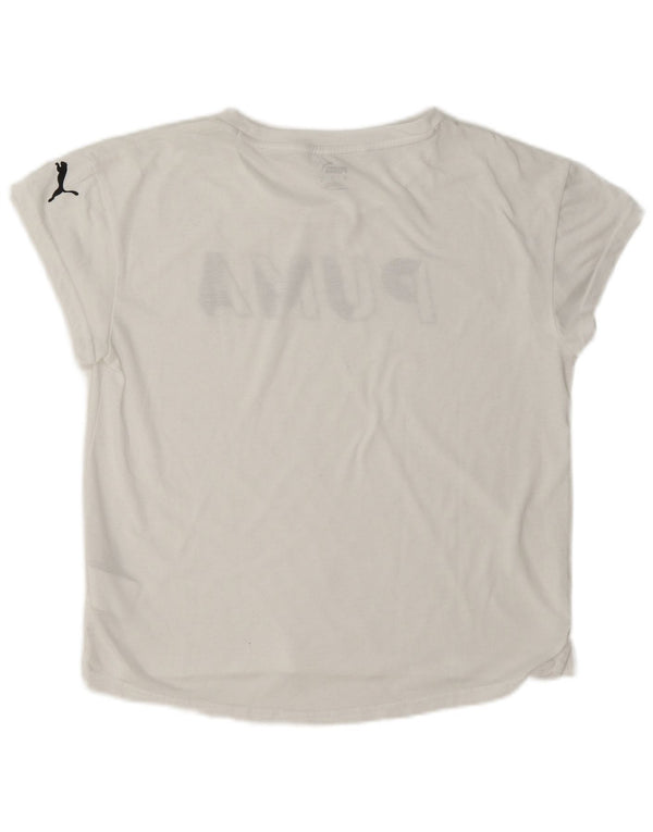 Puma T-shirt graphique pour femme UK 10 Small Blanc Polyester