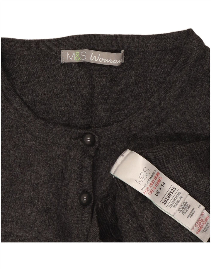 Marks & Spencer Cardigan court pour femme UK 44 Viscose gris moyen