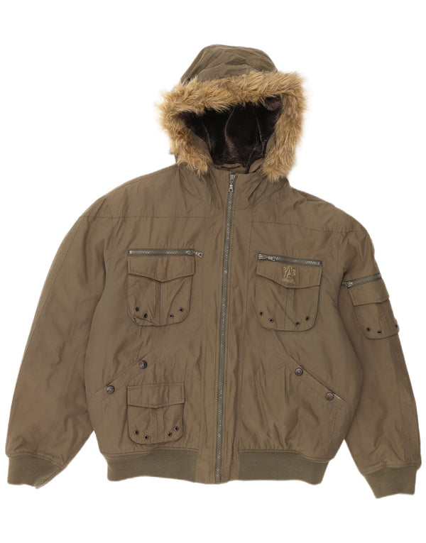 Wampum Veste matelassée à capuche pour homme UK 42 XL Kaki Coton