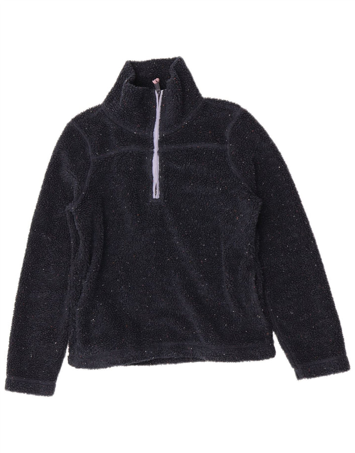 Fat Face Pull polaire à col zippé pour femme UK 8 Small Bleu marine Polyester