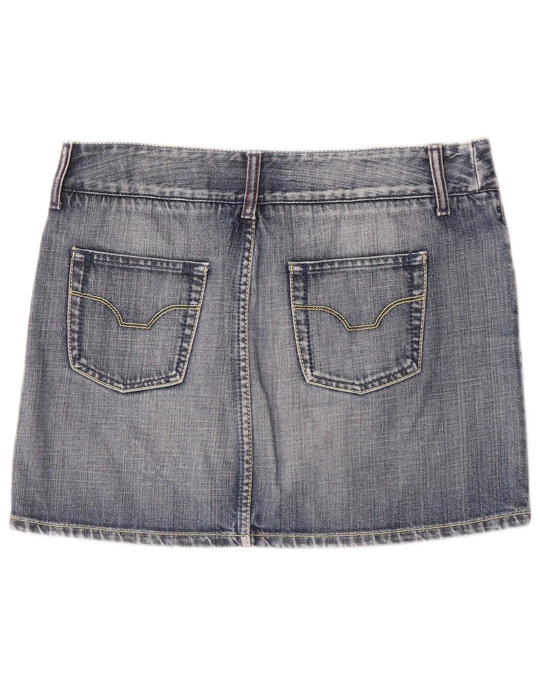 Benetton Femme Mini Jupe En Jean IT 44 Moyen W32 Bleu Coton