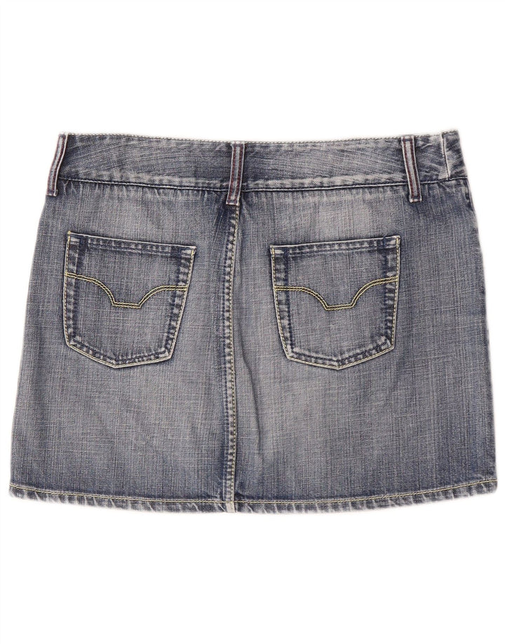Benetton Femme Mini Jupe En Jean IT 44 Moyen W32 Bleu Coton