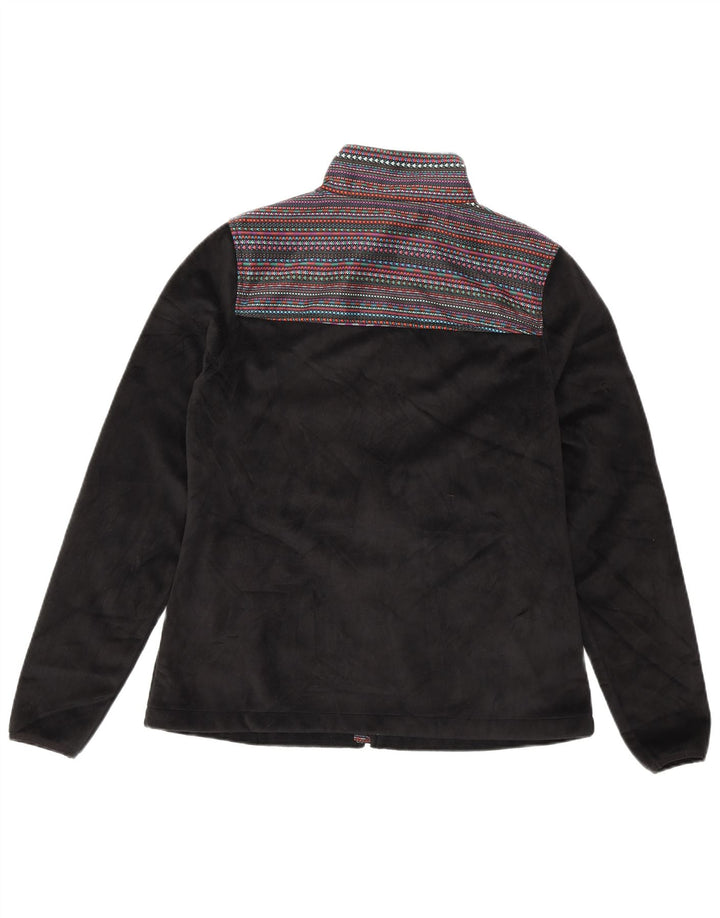 FILA Veste polaire femme UK 10 Small Noir Rayé Polyester