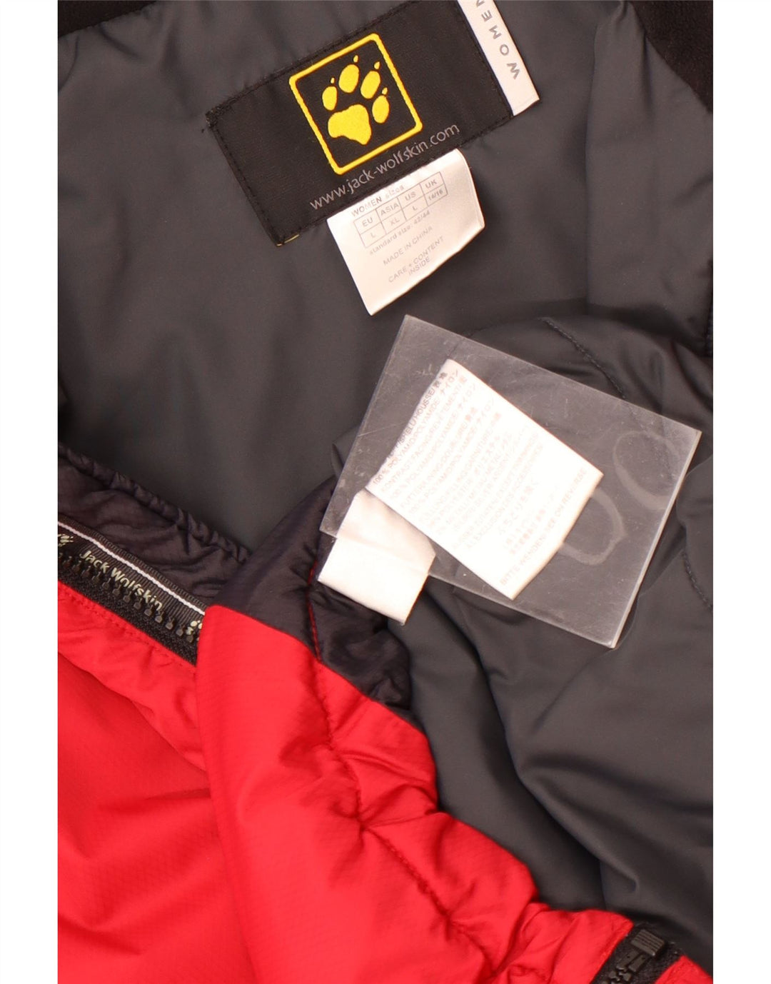 Jack Wolfskin Veste coupe-vent pour femme UK 14/16 Large Rouge Colourblock
