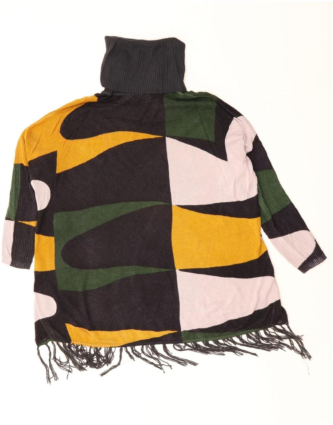 Desigual Pull col roulé pour femme UK 10 Petit Vert Géométrique