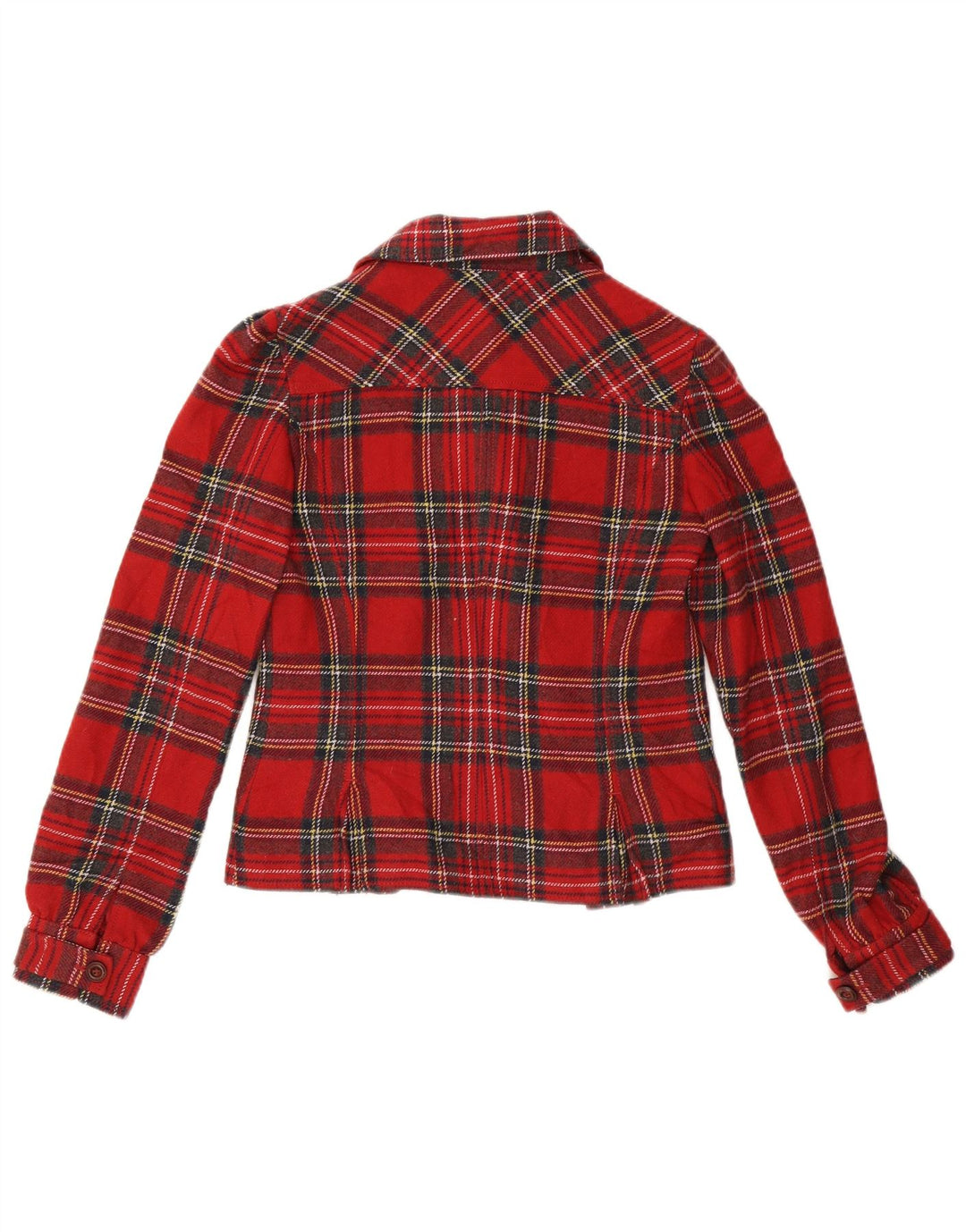 SISLEY Veste Blazer 4 Boutons Femme IT 42 Acrylique à Carreaux Rouge Moyen