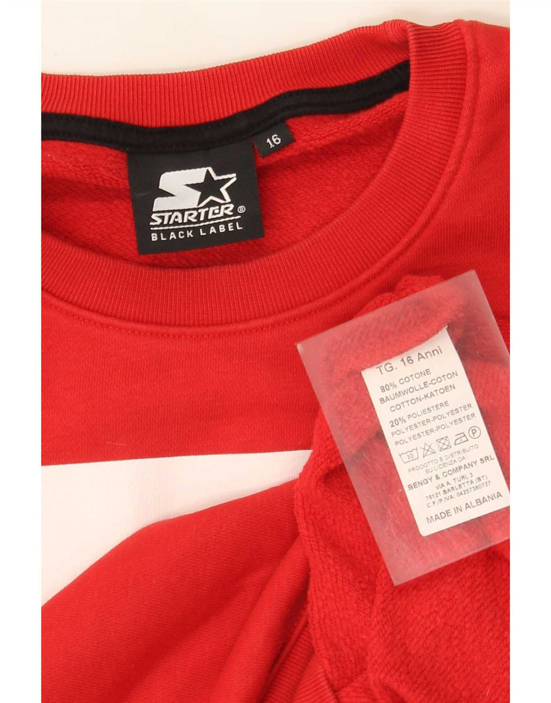 Pull Sweat Graphique Starter Garçon 15-16 ans Rouge Coton