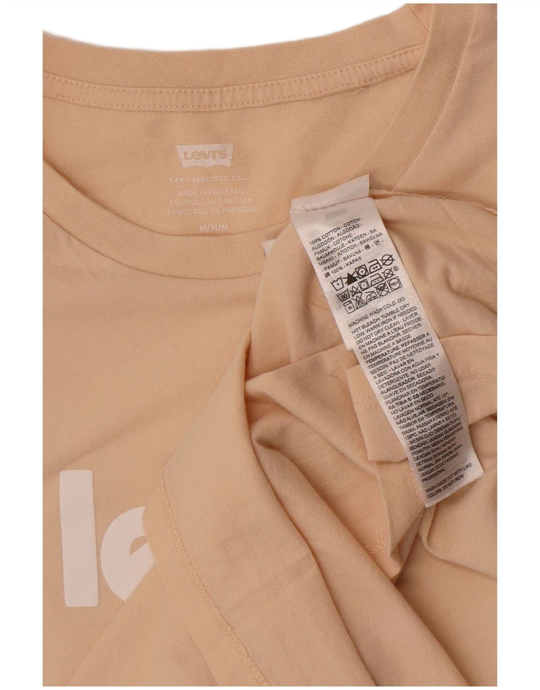 Levi's T-Shirt Graphique Femme UK 12 Beige Moyen Coton