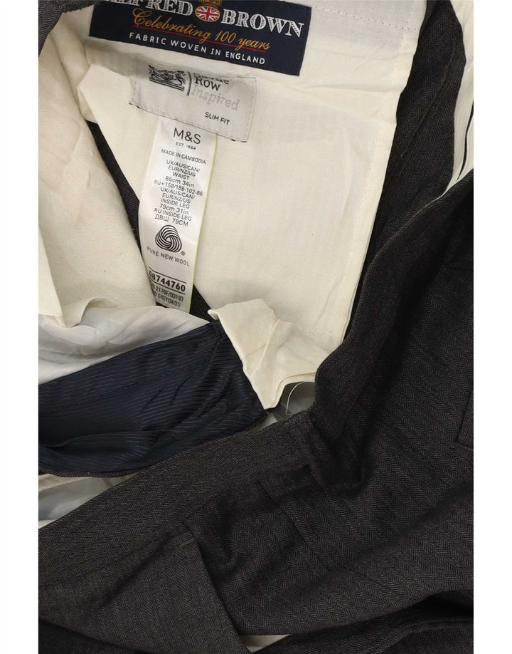 Marks & Spencer Pantalon de costume coupe slim pour homme W34 L31 Gris laine