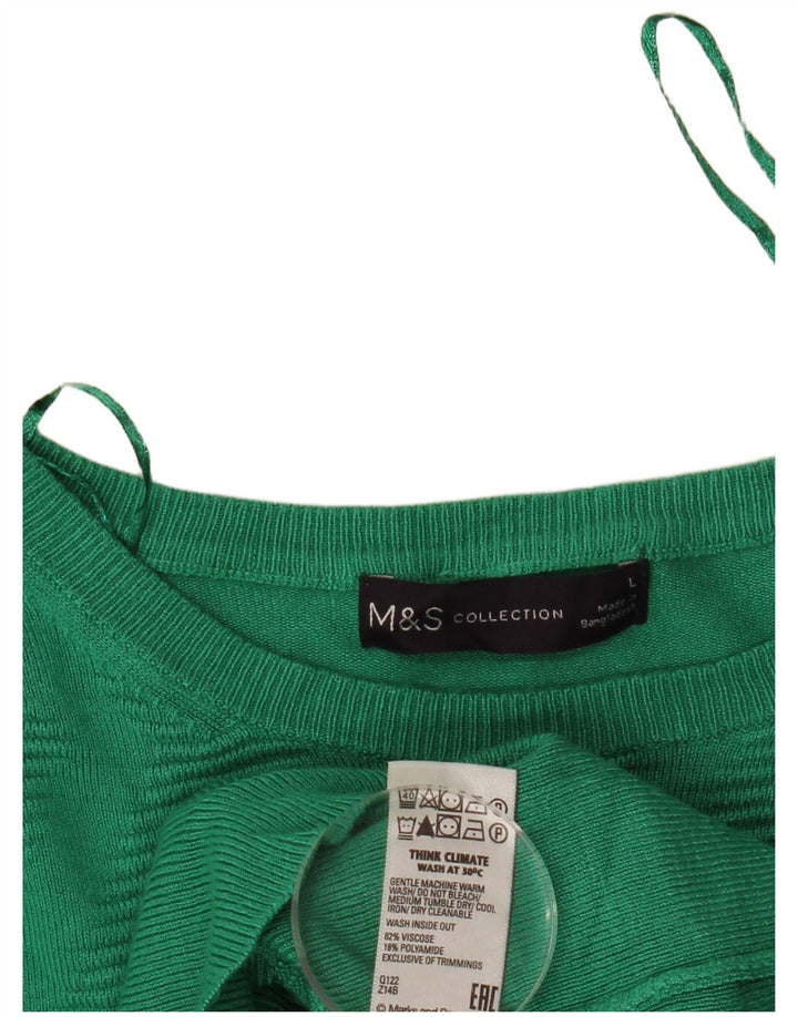 Marks & Spencer Pull court à col bateau pour femme UK 14 Large Vert