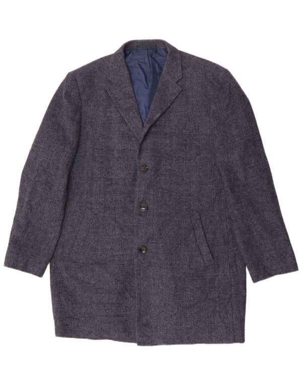 Marks & Spencer Mens Overcoat UK 44 2XL Navy Blue Polyester