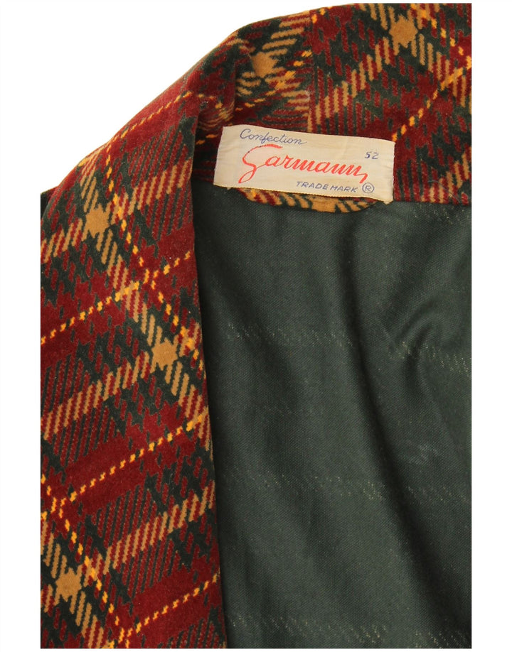 Veste Blazer Femme Vintage IT 52 2XL Bordeaux Check