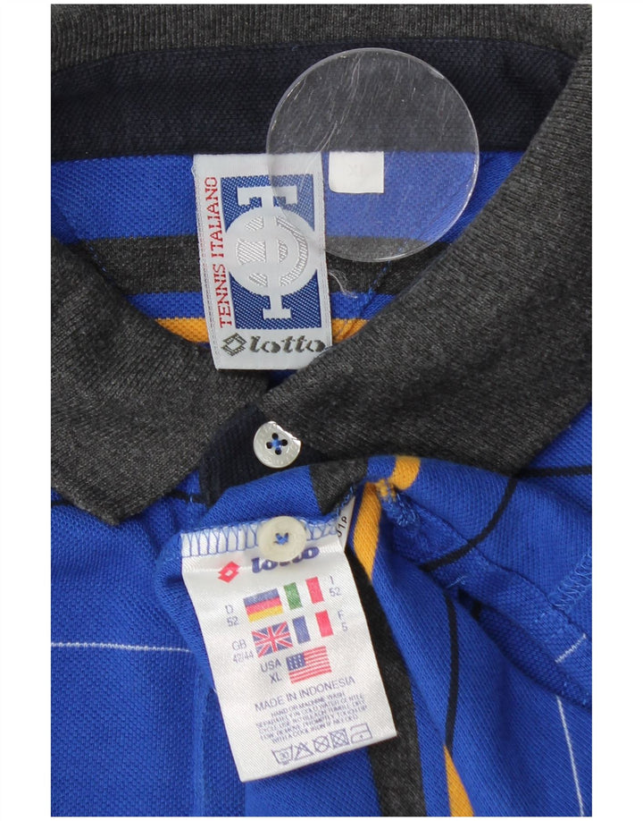 LOTTO Polo Homme UK 42/44 XL Bleu Rayé Coton