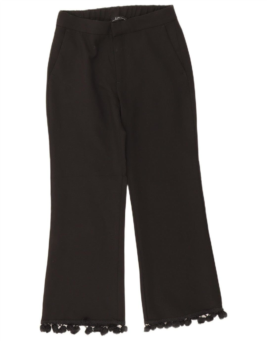 Zara Pantalon court bootcut pour femme XS W24 L24 Noir Polyester