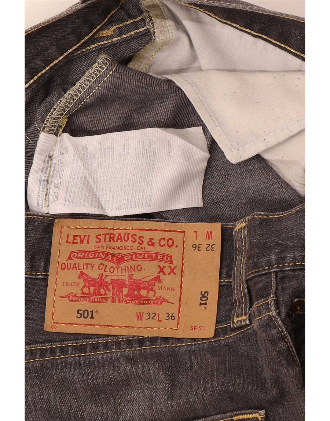 Levi's Jean Droit 501 Homme W32 L32 Gris Coton