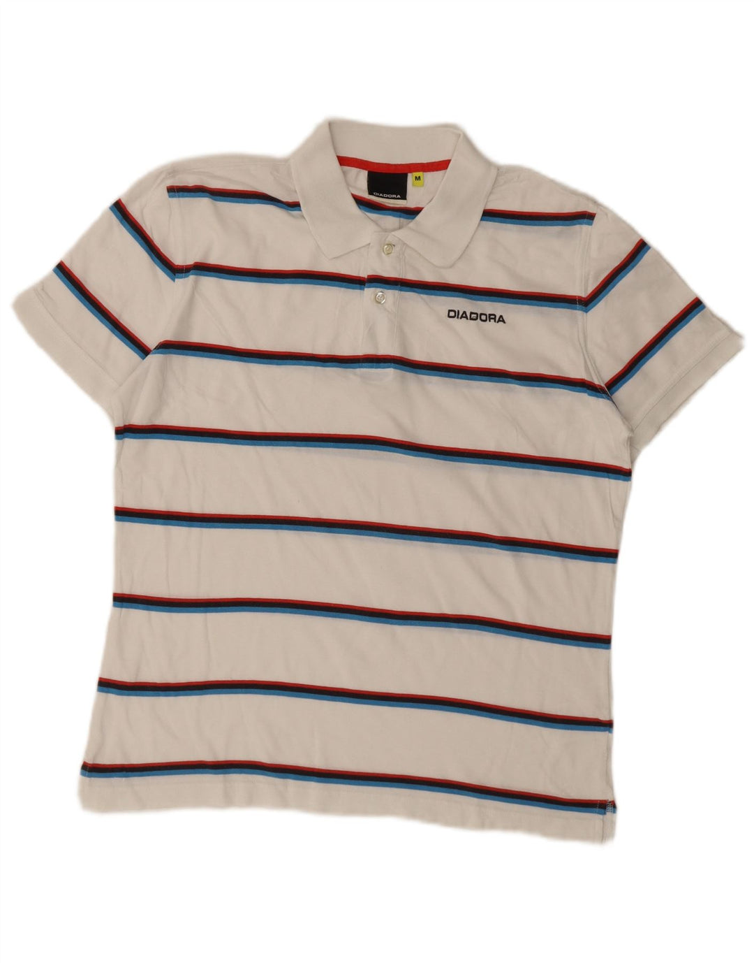 Diadora Polo Homme Coton Rayé Blanc Moyen