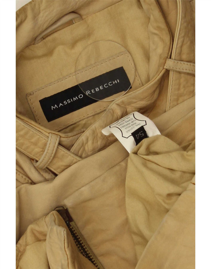 Massimo Rebecchi Veste de motard en cuir pour homme IT 54 2XL Cuir beige