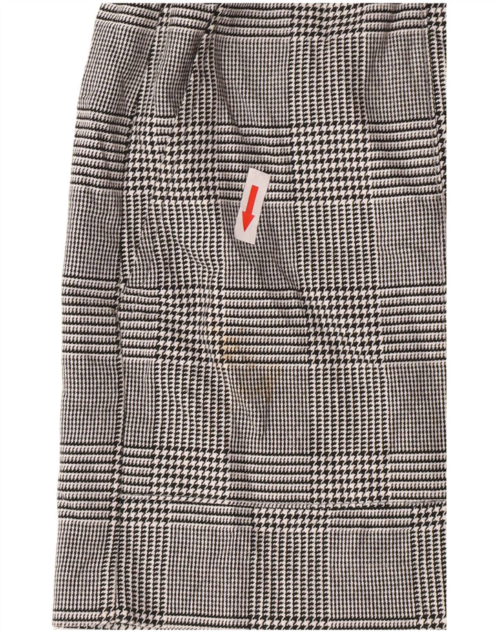 Zara Short Chino Taille Haute Femme Large W30 Gris Pied-de-Poule Polyester