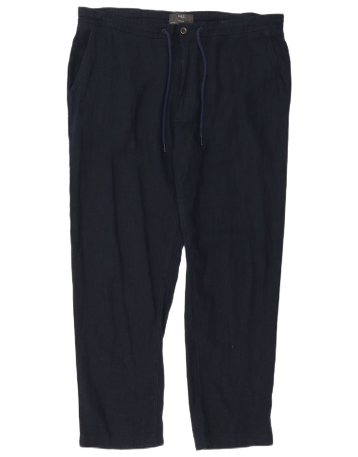 Marks & Spencer Pantalon décontracté droit régulier pour homme W38 L29 Bleu marine