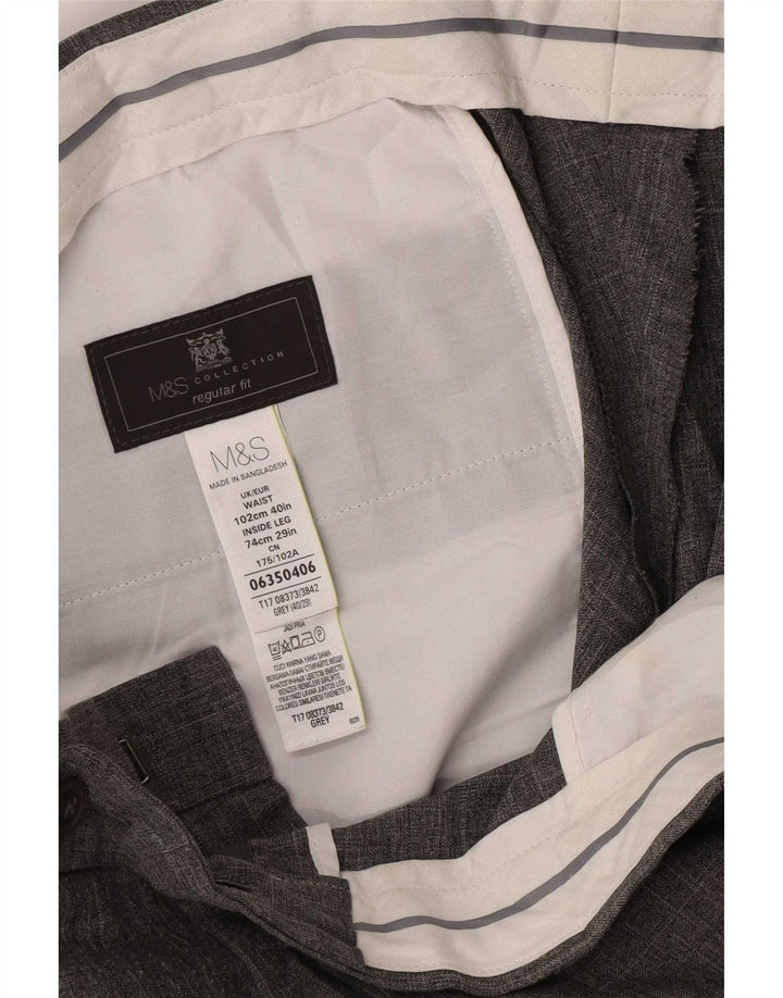 Marks & Spencer Pantalon de costume coupe classique pour homme W40 L29 Gris Polyester