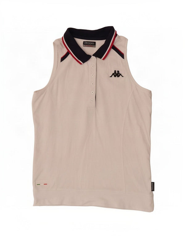 Kappa Polo sans manches pour femme UK 14 Large Blanc Coton