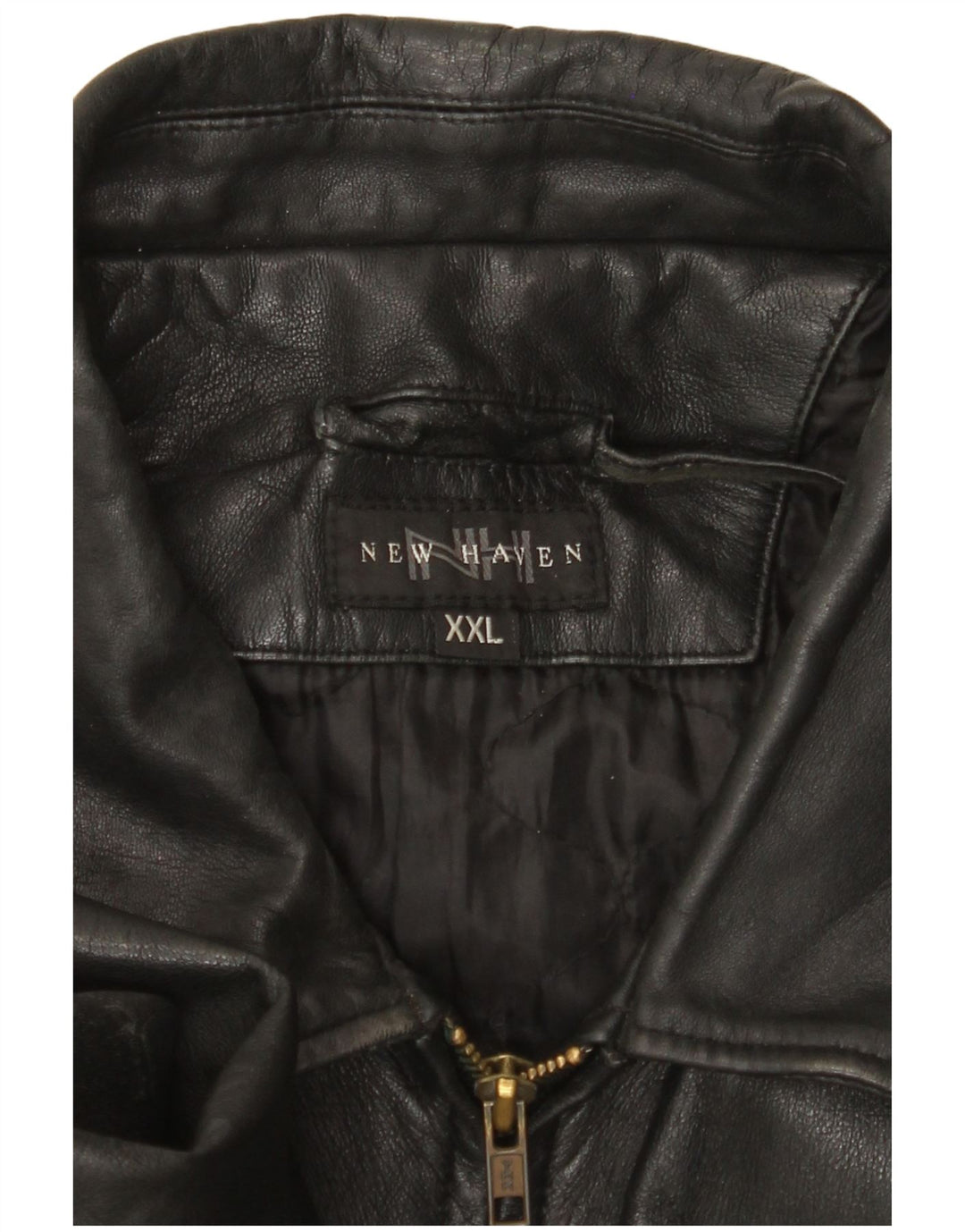 VINTAGE Veste en cuir homme UK 44 2XL Noir