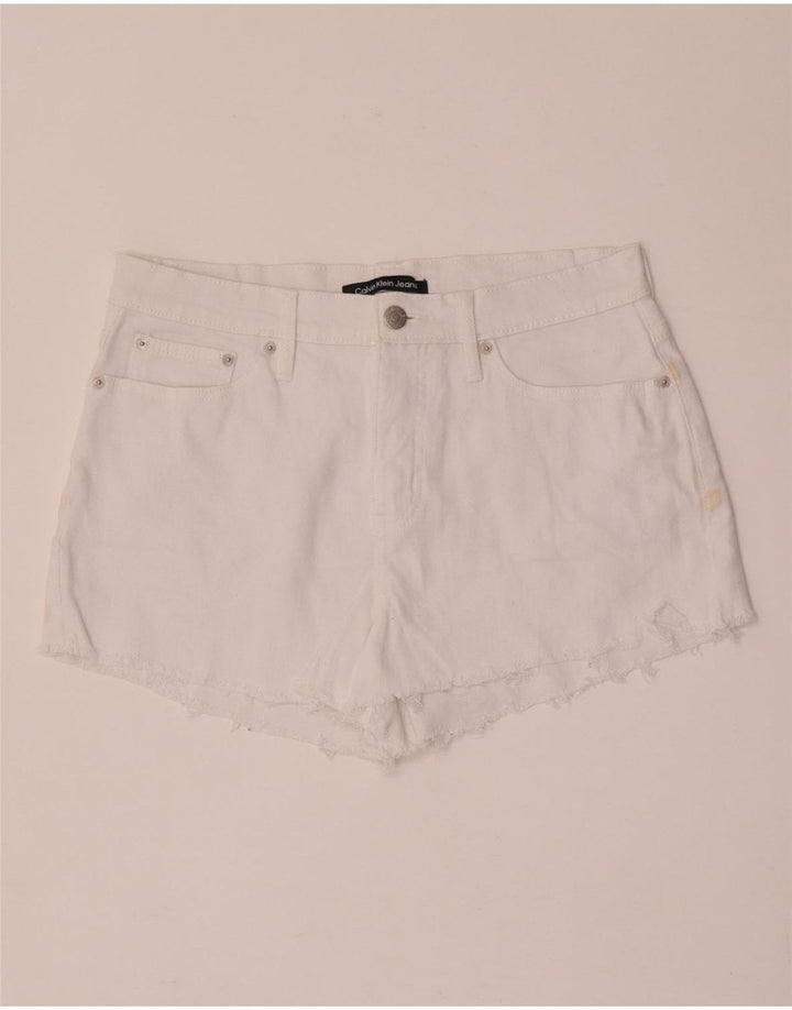 Calvin Klein Short en jean W28 pour femme en coton blanc moyen