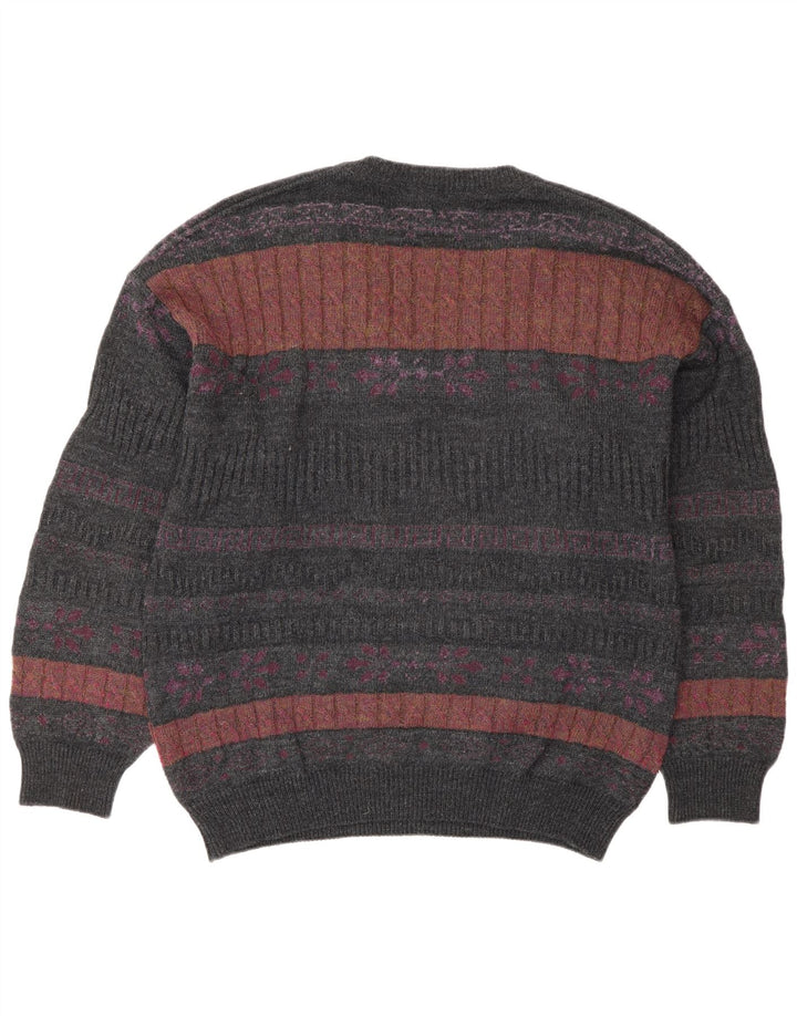 Il Granchio Pull col V pour homme Large Gris Fair Isle