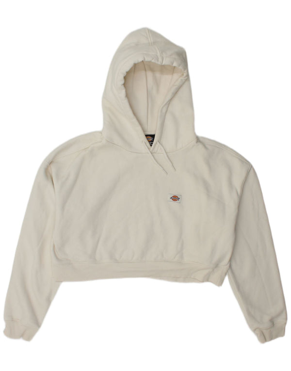 Dickies Pull à capuche court pour femme UK 16 Large en coton blanc cassé