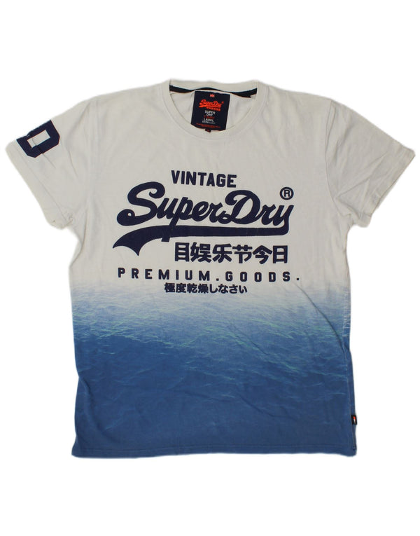 Superdry Homme T-Shirt Graphique Haut Large Coton Colorblock Blanc